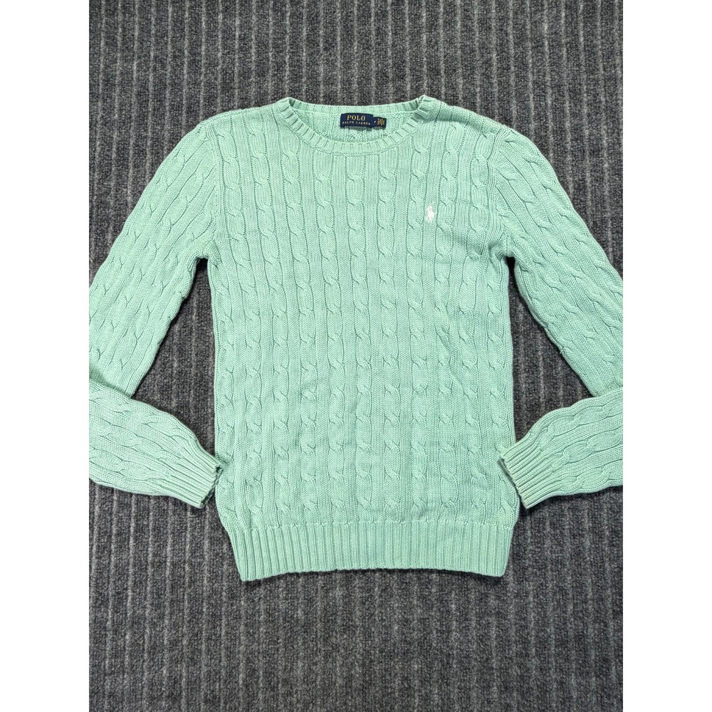 Polo Ralph Lauren Cable Knit Sweater Womens M 100% Cotton Preppy Timeless